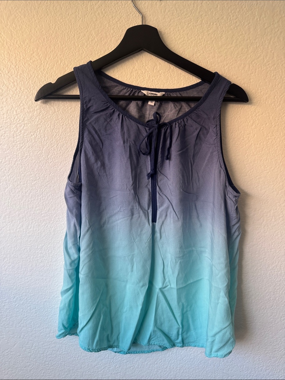 Sonoma Ombre Tie-Neck Sleeveless Top - Blue Gradient
